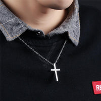 Stainless Steel Silver Color Cross Pendants Religious Christian  Link Chain