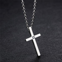 Stainless Steel Silver Color Cross Pendants Religious Christian  Link Chain