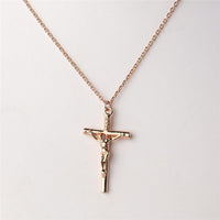 Unisex Gold Plated Jesus Christ Crucifix Necklace