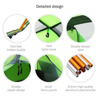 Camping Tent Two Doors Double Layer Anti-UV with Aluminum Rods